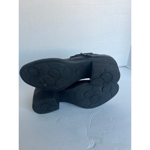 BORN Timmons Chukka Black Leather Zip Block Heel Straps Bootie Shoes Sz 8.5 - Picture 9 of 10